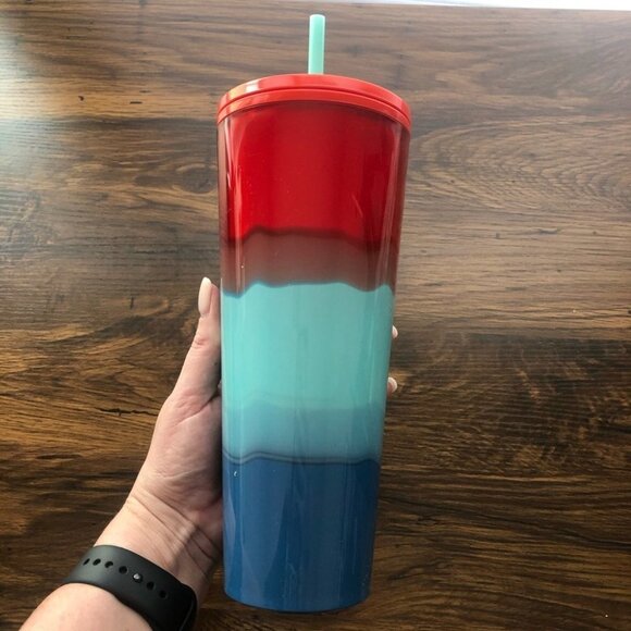 STARBUCKS 2021 Red Blue Wave Venti Tumbler 24 oz - Picture 3 of 6